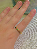 Green Stone Stack Ring