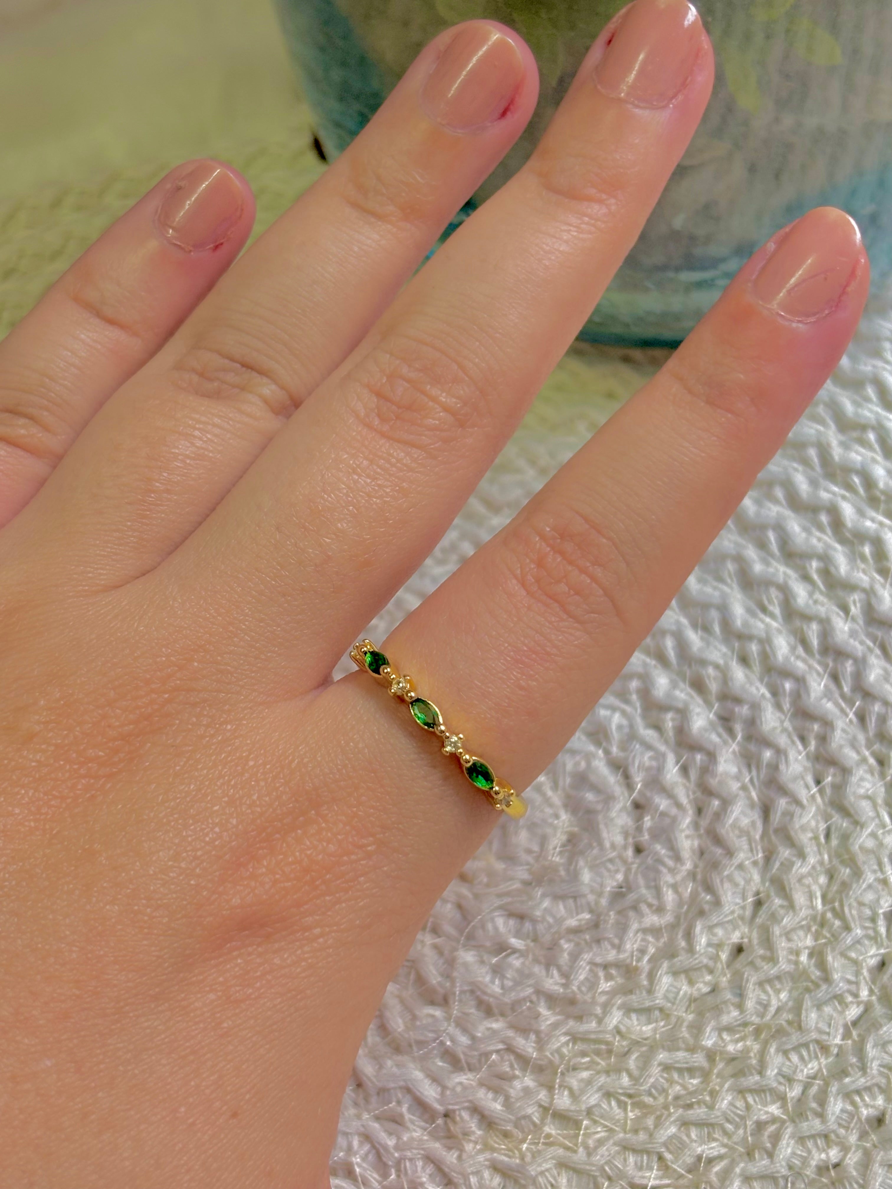 Green Stone Stack Ring