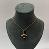 Golden Airplane Pendant Necklace