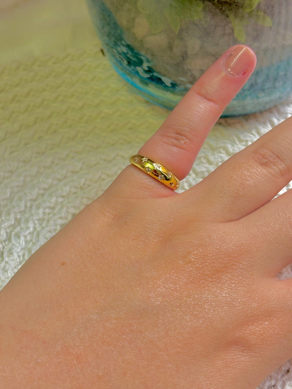Gold-Plated Strass Star Pinky Ring