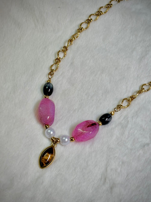 Blush Elegance Gemstone Pendant Necklace