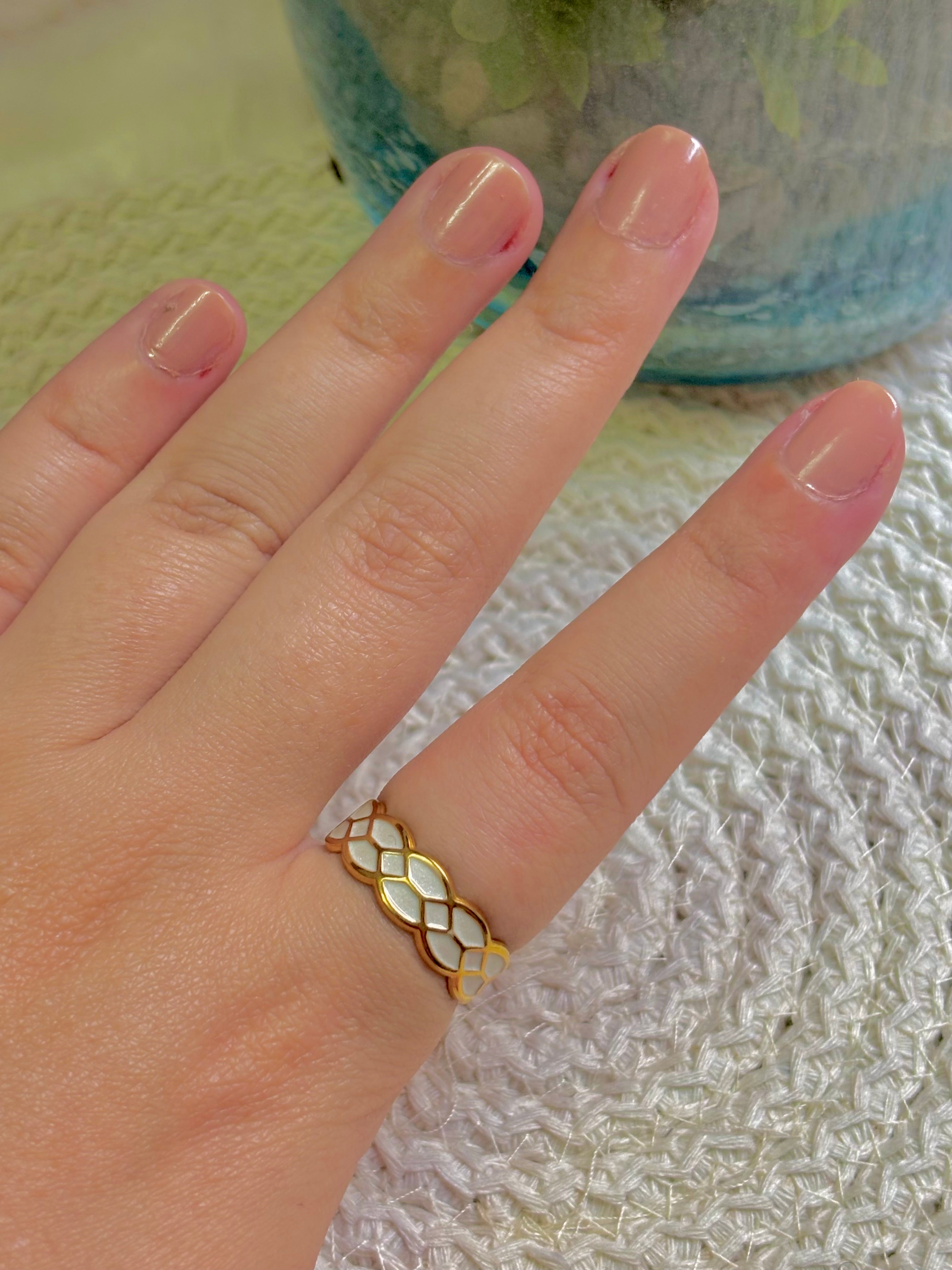 White Honeycomb Ring