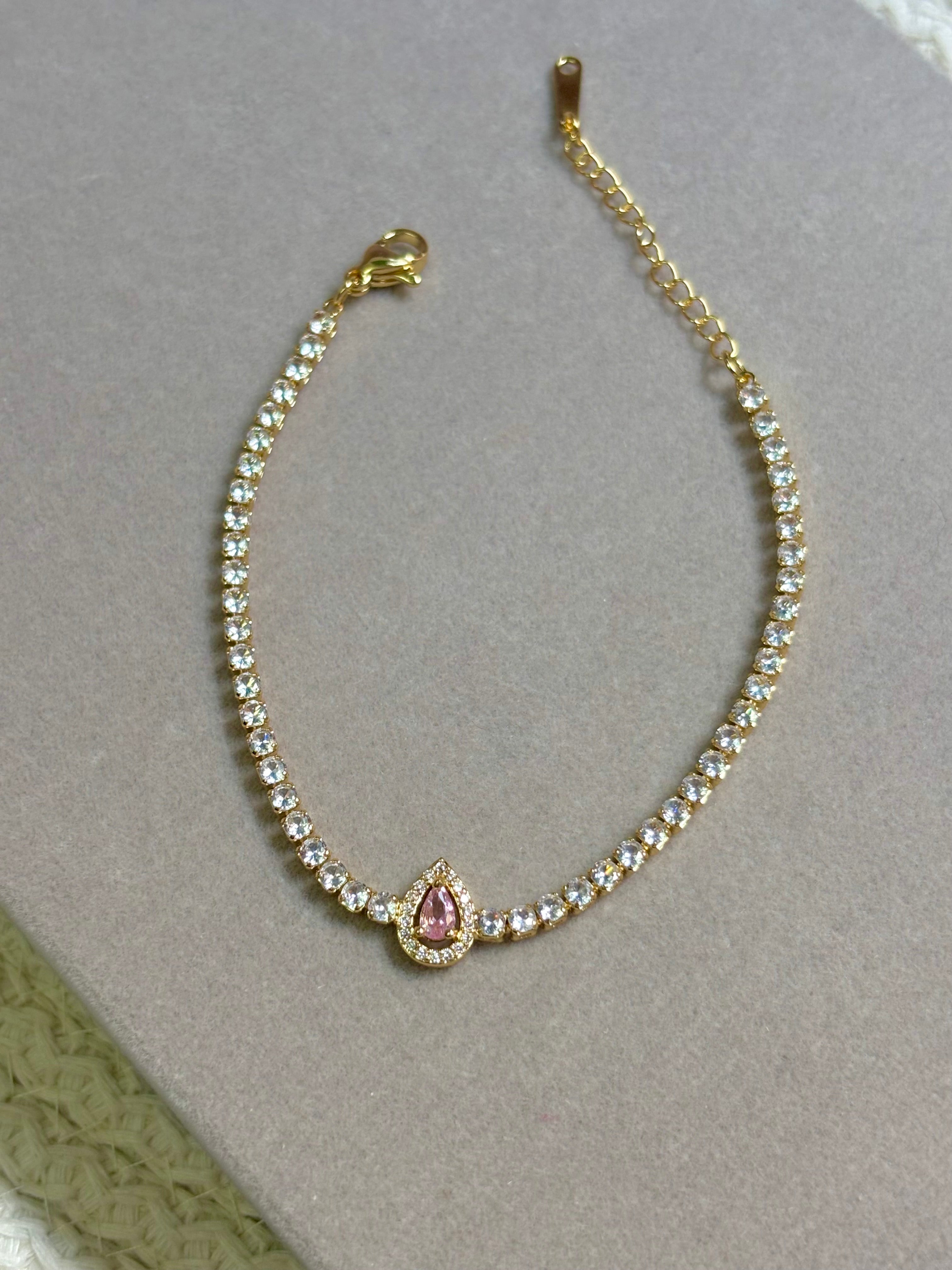 Pink Stone Tennis Bracelet