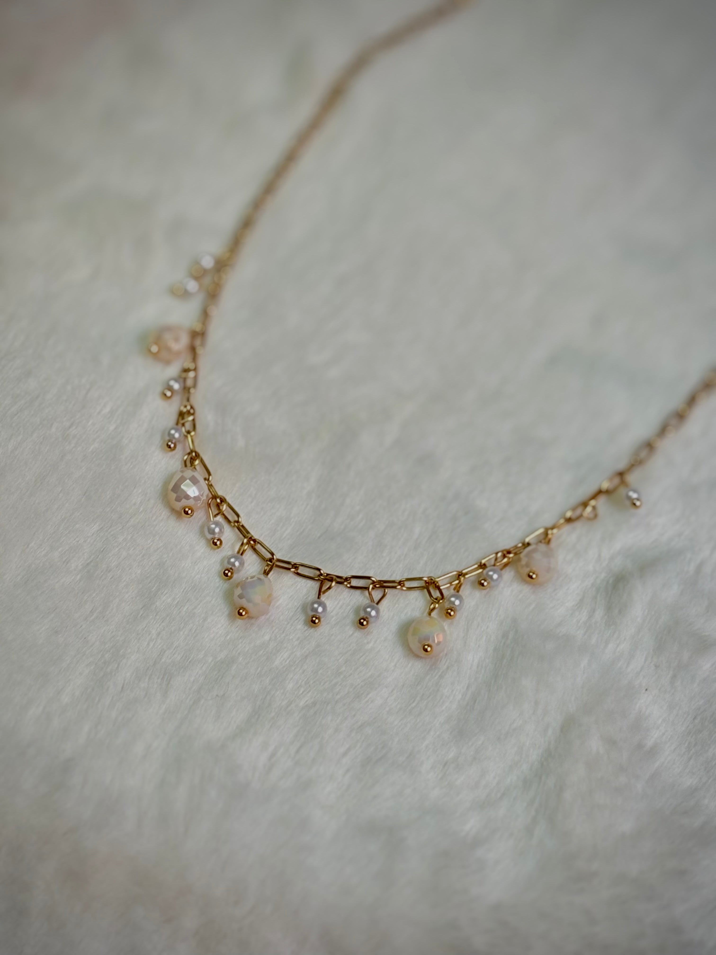 Luminous White Gemstone Necklace