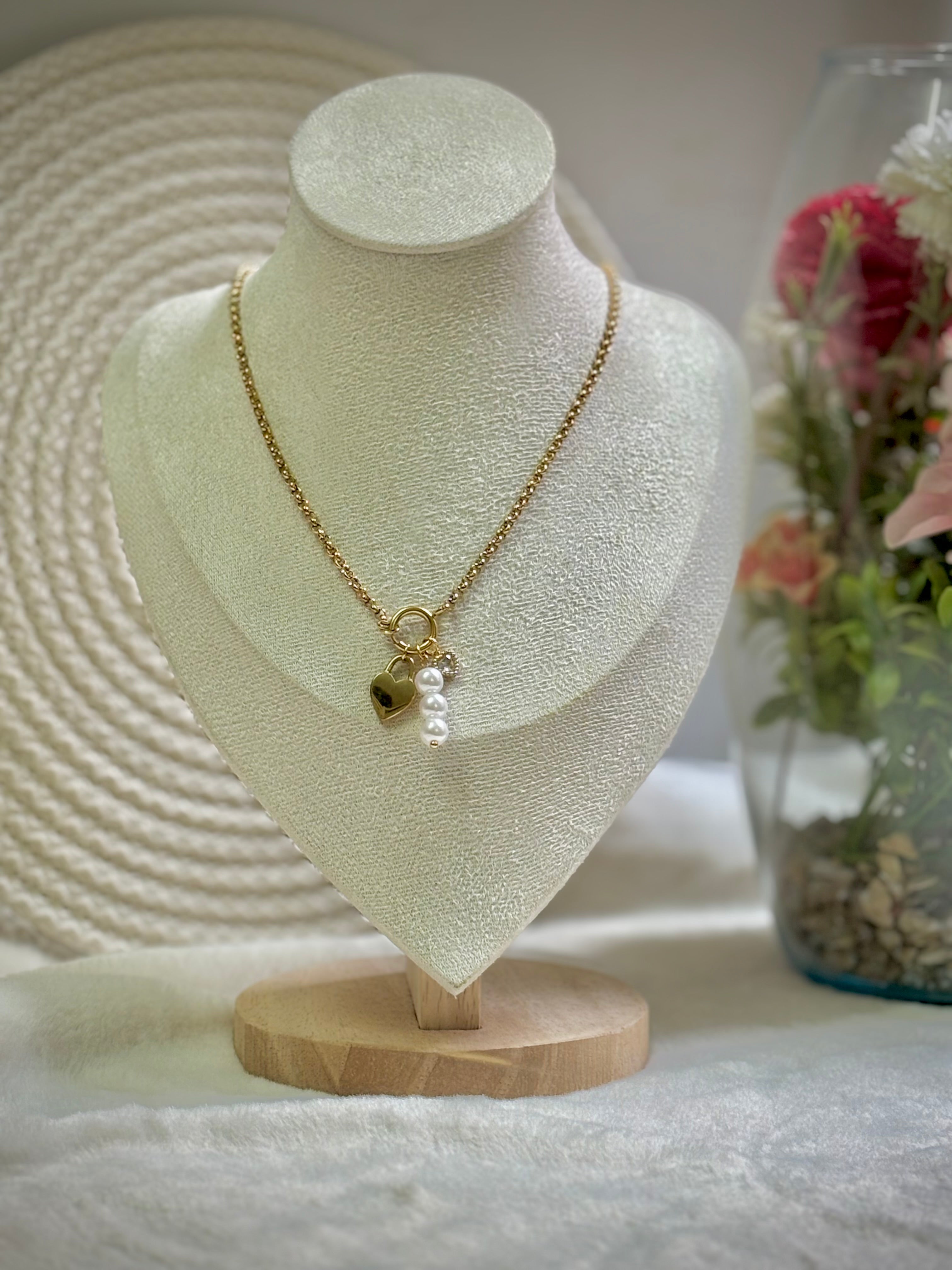 Trio Charm Gold Necklace