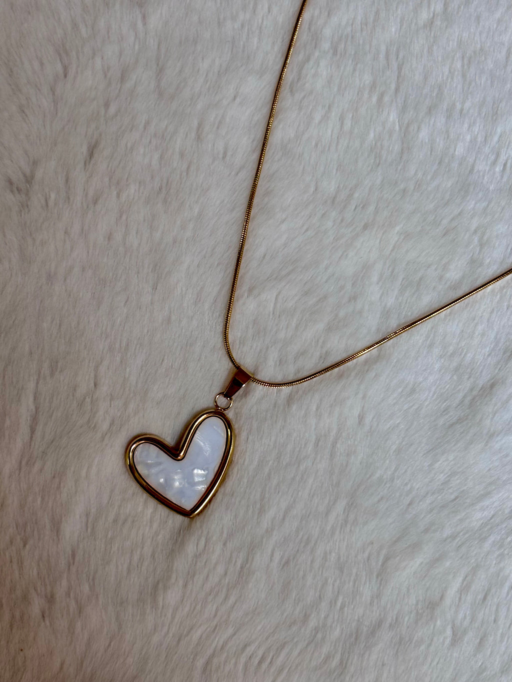 Wide White Heart Necklace