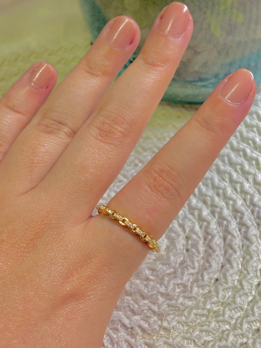Strass Chain Ring