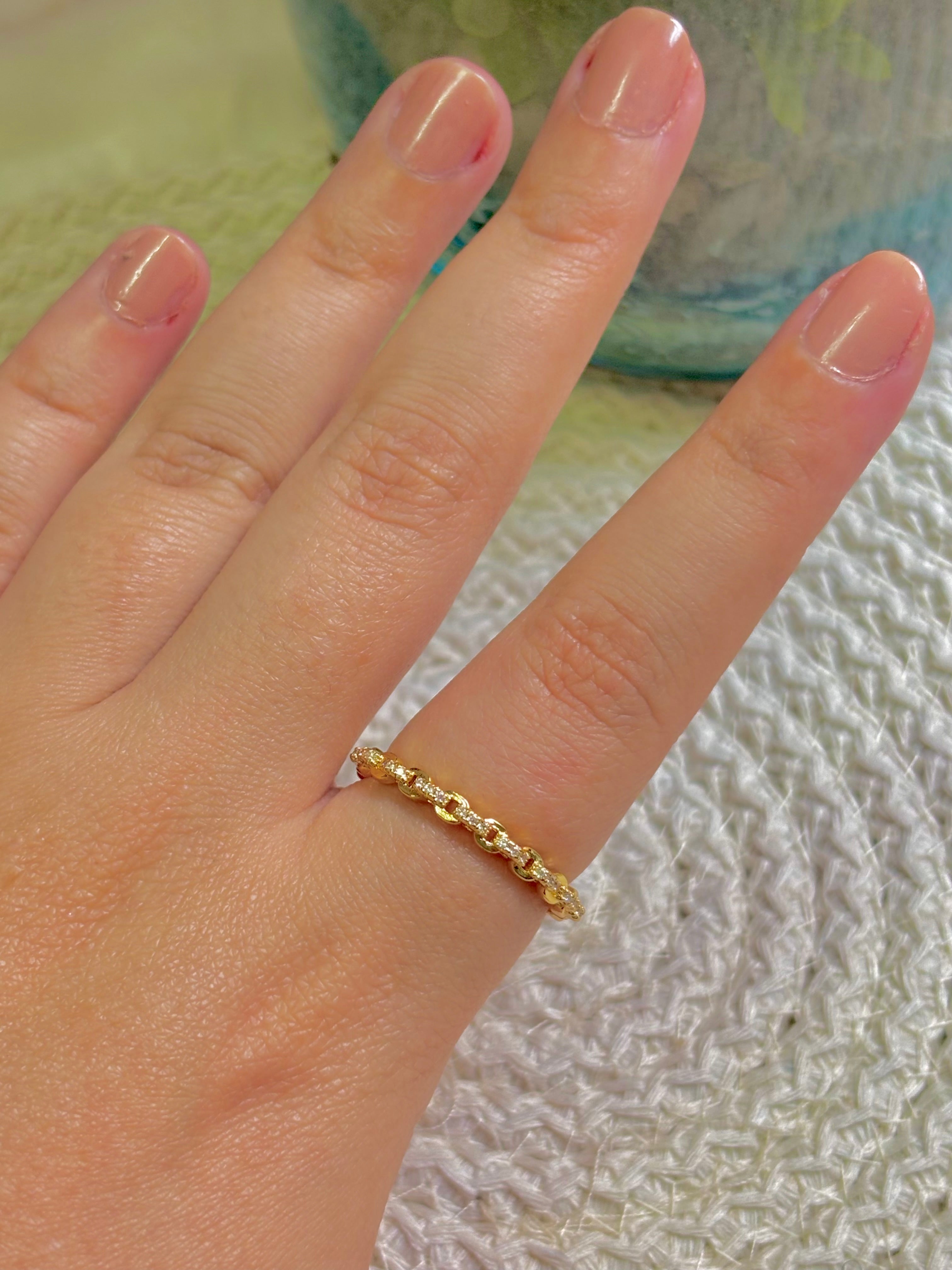 Strass Chain Ring