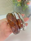 Three Brown & silver Bangles Set