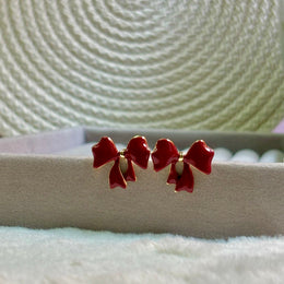 Crimson Bow Earrings
