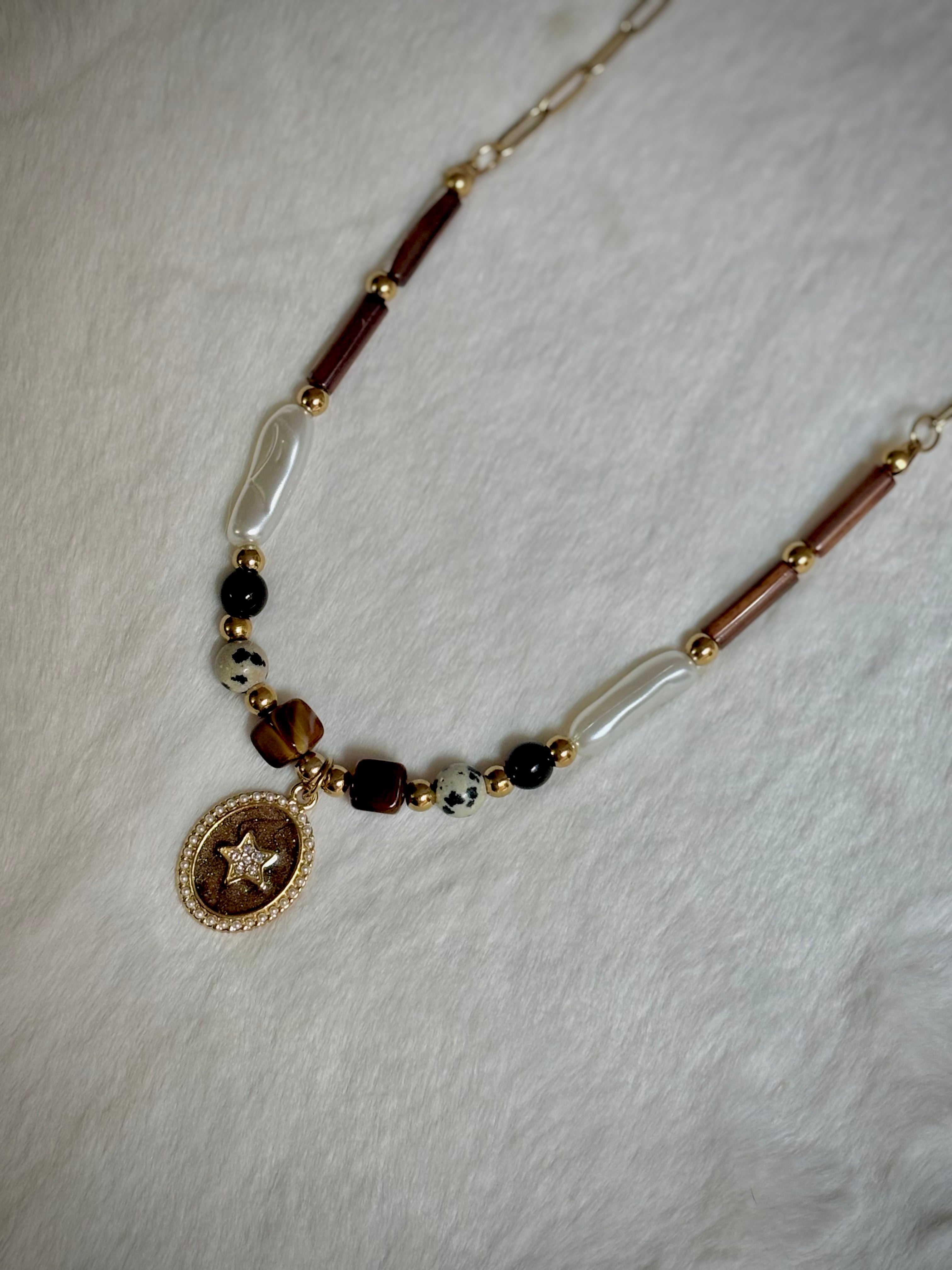Mocha Moon Gemstone Necklace