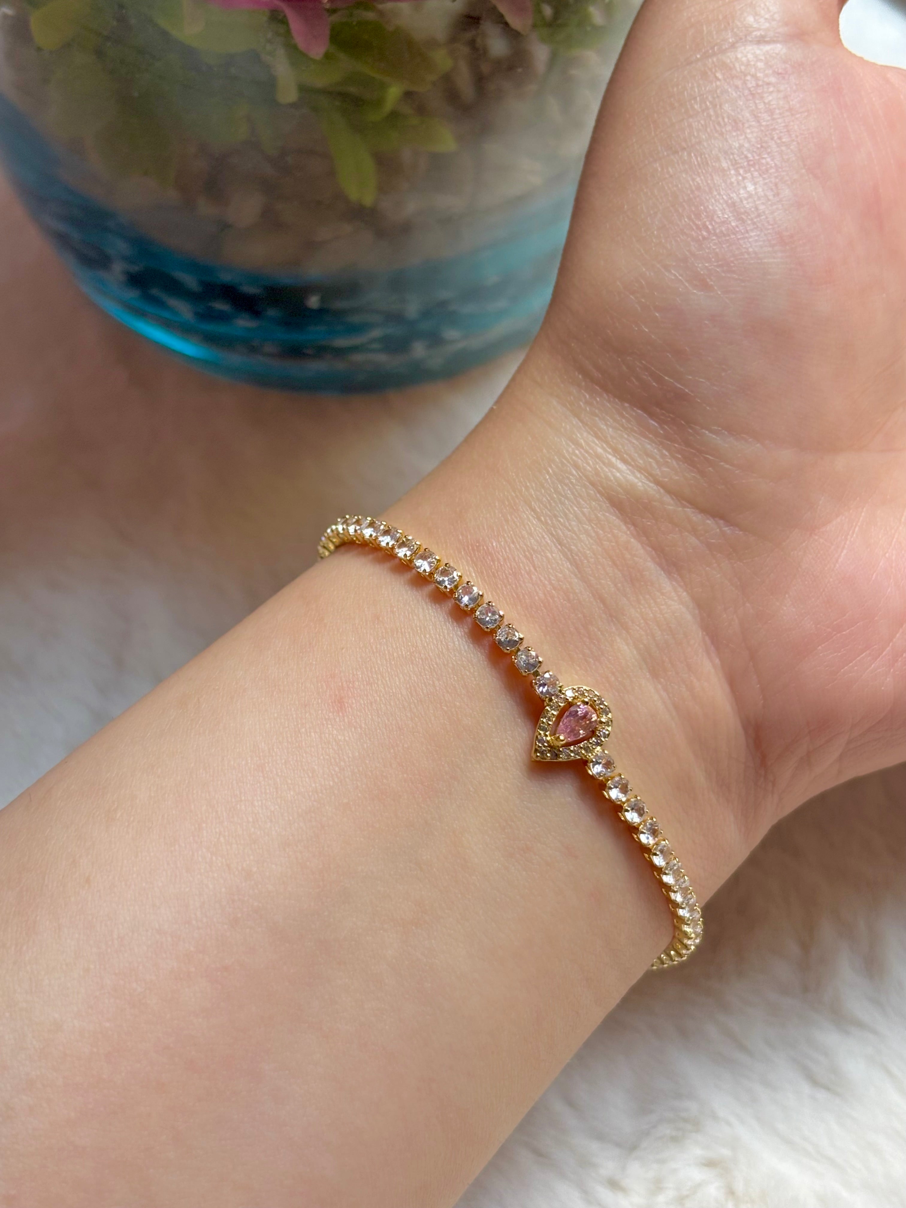 Pink Stone Tennis Bracelet