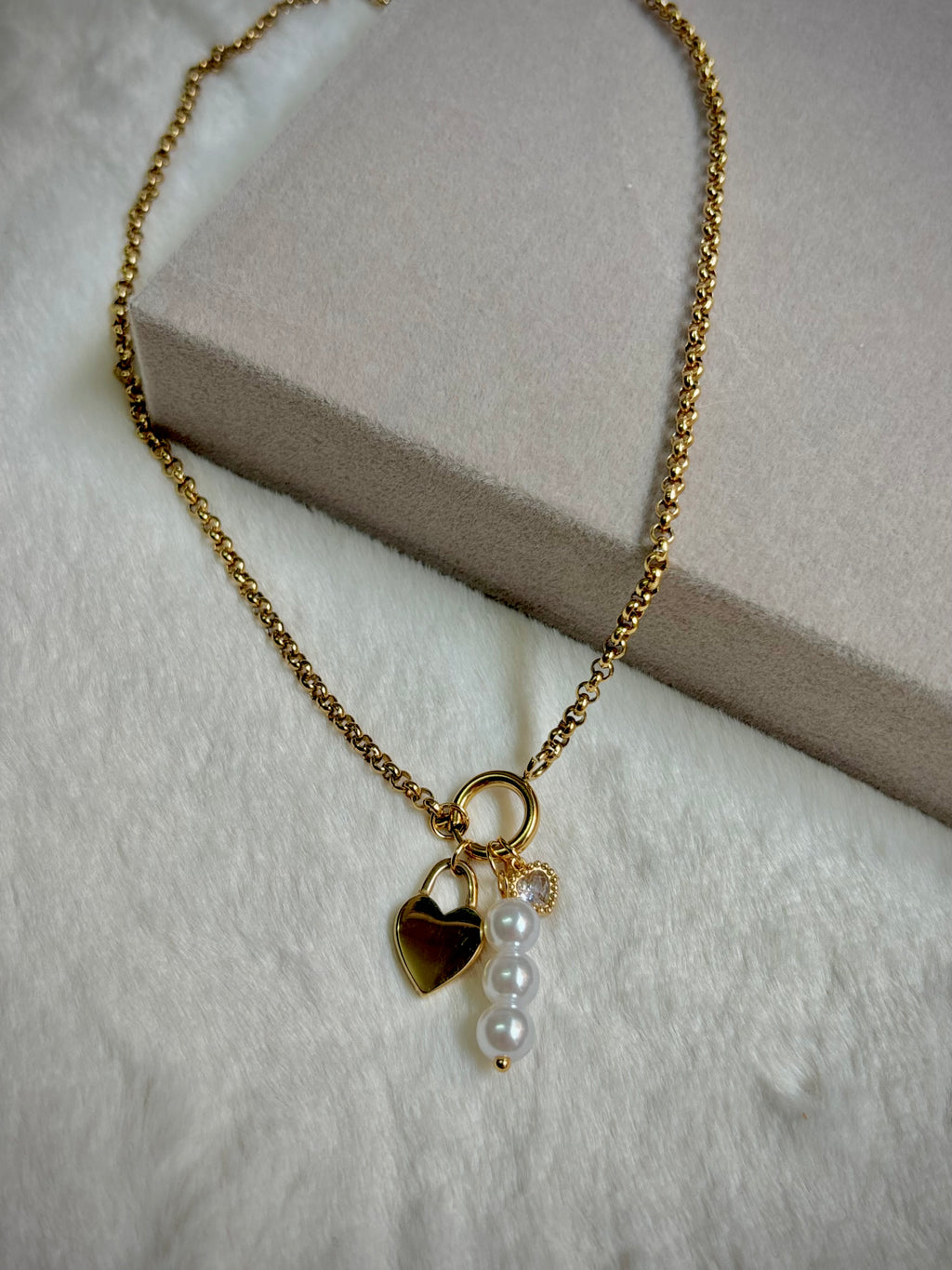 Trio Charm Gold Necklace