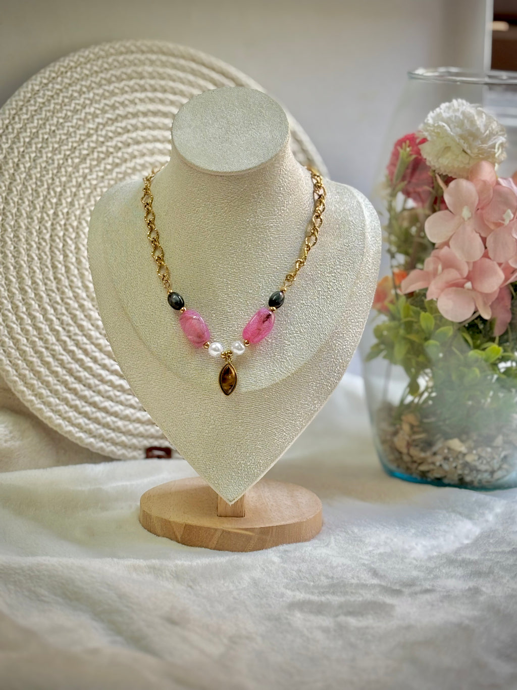 Blush Elegance Gemstone Pendant Necklace